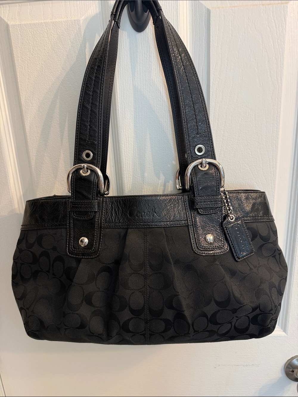 Coach Soho Pleated Signature Tote in Black